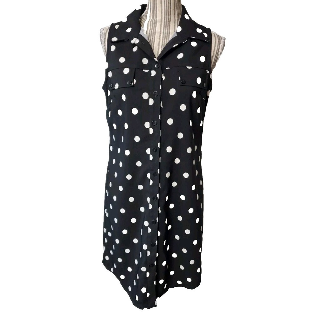 Ronnie Nicole Shirt Dress Black & White Size 6 Button Downโ Collar Dress Tunic